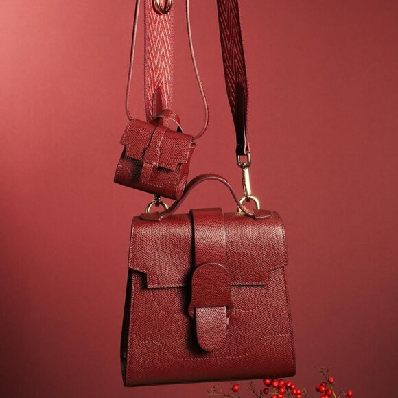Senreve Merlot Mini Alunna Convertible‎ Crossbody Backpack w/ Statement Strap - Picture 11 of 16